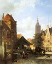 Springer Cornelis Figure in una strada di Delft