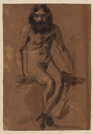 Nude Bearded Man Seated