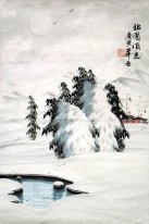 Деревня в снегу - китайской живописи