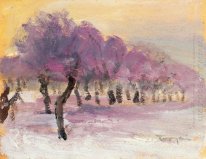 Winter Landscape with Violet Lights