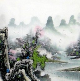 Lake, Mountains - Chinese Painting