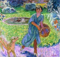 Mädchen mit einem Hund Vivette Terrasse 1913 Spielen