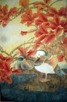 Birds & Daun - Lukisan Cina