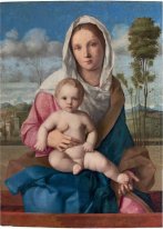 Madonna et enfant dans un paysage