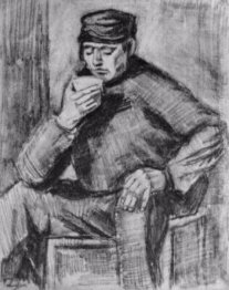 Young Man Sitting With A Cup In His Hand Half Length 1883