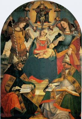 La Trinité, la Vierge et deux saints