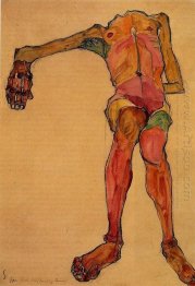 seated male nude right hand outstretched 1910