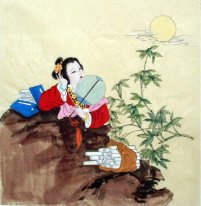 Lady, hold on a fan-Chinese Painting