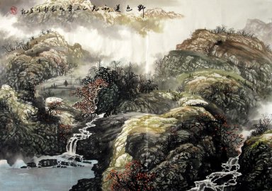 Montagnes, rivière - peinture chinoise