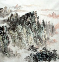 Lodge on the hill - Chinese Painting