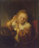 Jeune femme tente Boucles 1654