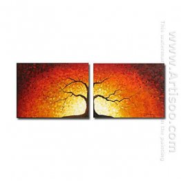 Hand-painted Abstract Oil Painting - Set of 2