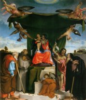 Installera Madonna med änglar och Saints St Joseph och St Bernar