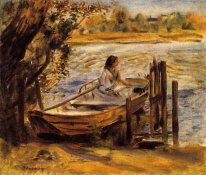 Mujer joven en un barco Lise Trehot 1870