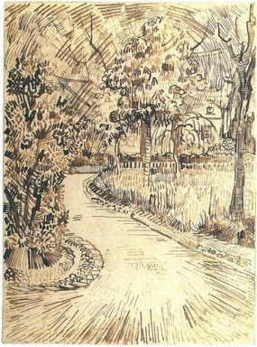 Jardin public avec un coin de la maison jaune 1888