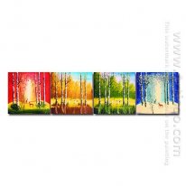 Hand-painted Landscape Oil Painting - Set of 4