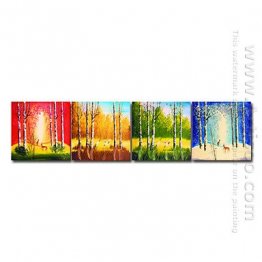 Hand-painted Landscape Oil Painting - Set of 4