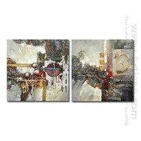 Hand-painted Abstract Oil Painting - Set of 2