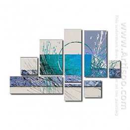 Hand-painted Abstract Oil Painting - Set of 8