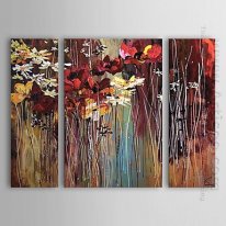 Hand-painted Floral Oil Painting - Set of 3