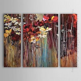 Hand-painted Floral Oil Painting - Set of 3