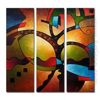 Hand-painted Abstract Oil Painting - Set of 3