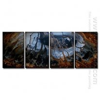 Hand-painted Oil Painting Abstract Oversized Wide - Set of 4