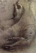 Studio di braccia e mani uno schizzo di Da Vinci Popolarmente va