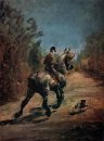 Cavallo e cavaliere con un piccolo cane 1879