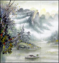 Rive, Trees - Chinese Painting