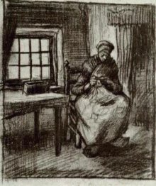 Interior With Peasant Woman Sewing 1885 2