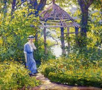 Fille dans un jardin Wickford, New England