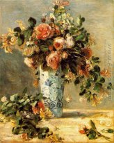 Roses And Jasmine In A Delft Vase