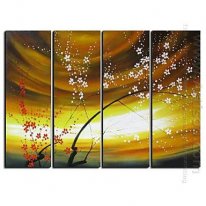 Hand-painted Floral Oil Painting - Set of 4