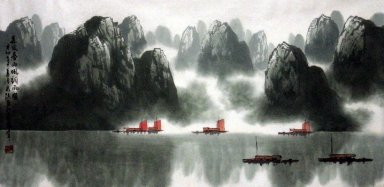 Montagnes, l\'eau - peinture chinoise