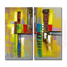 Hand-painted Abstract Oil Painting - Set of 2