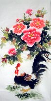 Chicken & Peony - Lukisan Cina