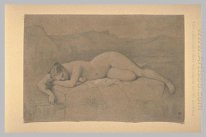 Naked Woman Lying On A Rock