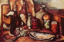 Gibier, du poisson, des cornichons (Nature morte avec faisan)