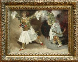 Two Greek Warriors Dancing Study Costumes Souliotes 1825