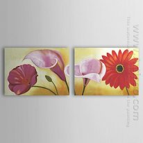 Tangan-Dicat Floral Oil Painting Oversized Landscape - Set 2