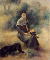 Ung flicka med en hund 1888