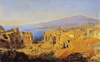 The ruin of the Greek theater in Taormina, Sicily