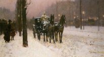 Street Scene With Hansom Cab