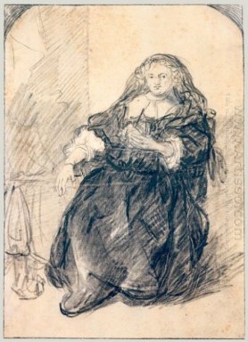 Saskia assis avec une lettre dans sa main gauche, 1635