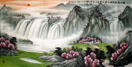 Huangguoshu Waterfall in the spring - Chinese Painting