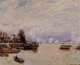 the seine view from the quay de pont du jour 1878