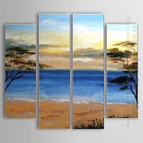 Handgemalte Ölgemälde Landschaft Beach - Set von 4