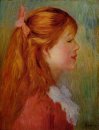Junges Mädchen mit langen Haaren im Profil 1890