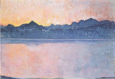 Genèvesjön Med Mont Blanc i morgonljuset 1918 1